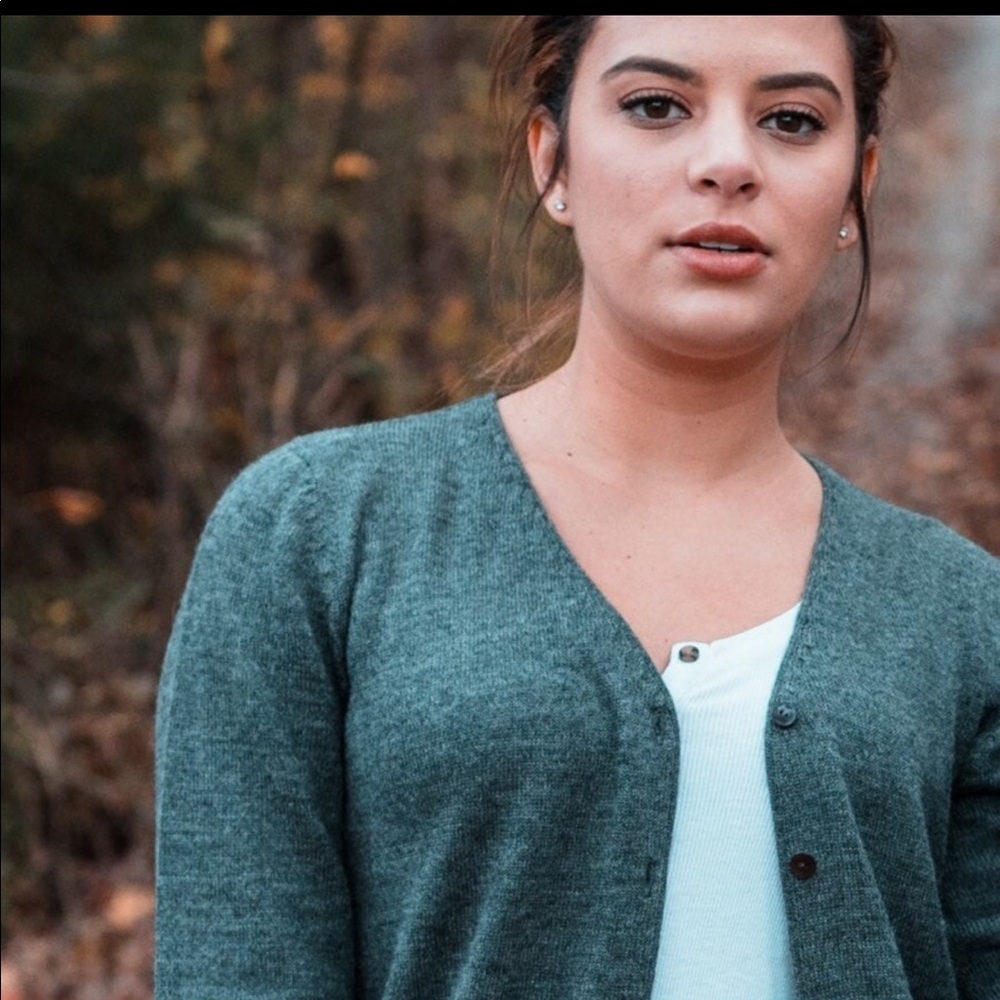 100% Peruvian Alpaca wool dark gray cardigan